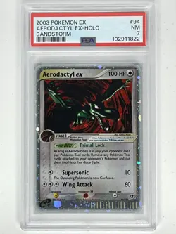 2003 Pokemon EX Ruby & Sapphire EX Sandstorm Aerodactyl Ex Holo 94/100 PSA 7 - Image 1