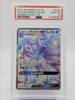 ALOLAN NINETALES GX 2019 POKEMON HIDDEN FATES FULL ART SV53/SV94 PSA 10 Q0004 - Image 1