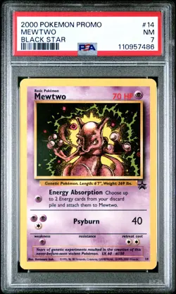 2000 POKEMON PROMO BLACK STAR #14 MEWTWO PSA 7 - Image 1