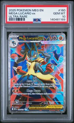 2025 POKEMON MEG EN-MEGA EVOLUTION ULTRA RARE #160 MEGA LUCARIO EX PSA 10 - Image 1