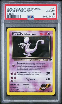 2000 POKEMON GYM CHALLENGE HOLO #14 ROCKET'S MEWTWO PSA 8 - Image 1