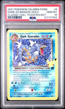 2021 POKEMON CELEBRATIONS CLASSIC COLL #8 DARK GYARADOS-HOLO PSA 10 - Image 1