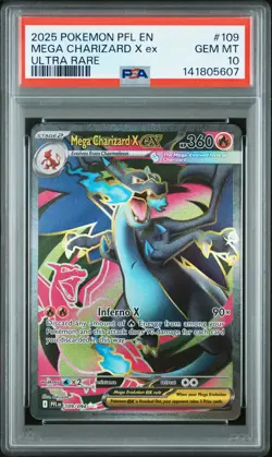 2025 POKEMON PFL EN-PHANTASMAL FLAMES ULTRA RARE #109 MEGA CHARIZARD X EX PSA 10 - Image 1