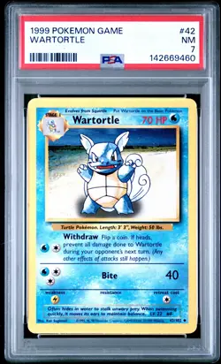 1999 POKEMON BASE SET UNLIMITED #42 WARTORTLE PSA 7 - Image 1