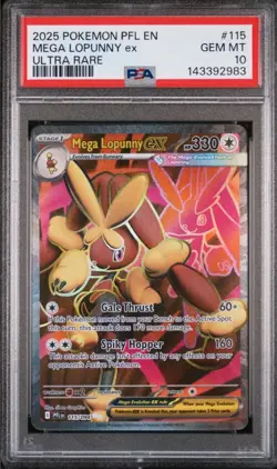 2025 POKEMON PFL EN-PHANTASMAL FLAMES ULTRA RARE #115 MEGA LOPUNNY EX PSA 10 - Image 1