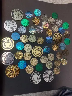 50 Official Pokemon TCG Coin Lot - Jumbo/Regular - Duplicates - Plastic Coins - Image 1