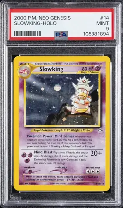 2000 POKEMON NEO GENESIS #14 SLOWKING-HOLO PSA 9 - Image 1