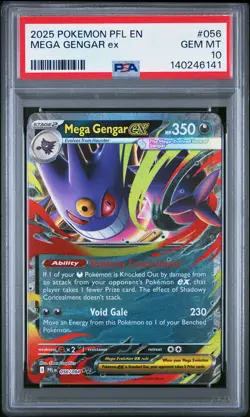 2025 POKEMON PFL EN-PHANTASMAL FLAMES #056 MEGA GENGAR EX PSA 10 - Image 1
