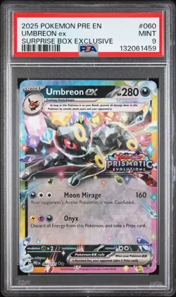 2025 Pokemon Prismatic Evolutions PRE En Umbreon Ex Surprise #060 Eclusive PSA 9 - Image 1