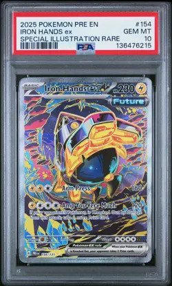 2025 POKEMON PRE SPECIAL ILLUSTRATION RARE #154 IRON HANDS EX PSA 10 - Image 1
