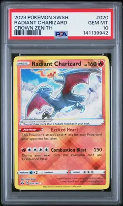 2023 POKEMON SWORD & SHIELD CROWN ZENITH #020 RADIANT CHARIZARD PSA 10 - Image 1