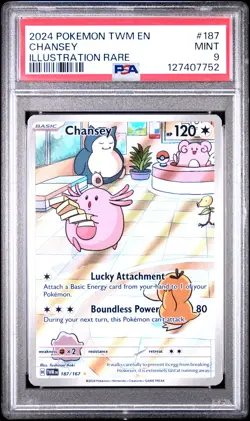 2024 POKEMON TWM EN-TWILIGHT MASQUERADE ILLUSTRATION RARE #187 CHANSEY PSA 9 - Image 1