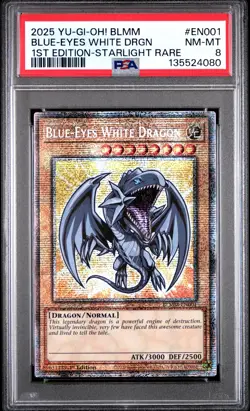 Blue Eyes White Dragon BLMM-EN001 1st Edition Starlight Rare Yugioh PSA 8 *080 - Image 1