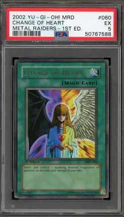 Yu-Gi-Oh! Change of Heart Metal Raiders 1st Edition Ultra Rare MRD-060 PSA 5 - Image 1
