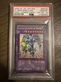 Yugioh! PSA 10 Elemental Hero Shining Flare Wingman Ultra Rare 1st Ed. EEN-EN036 - Image 1