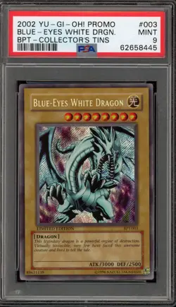 Yu-Gi-Oh! Blue-Eyes White Dragon Collector's Tin Secret Rare Promo BPT-003 PSA 9 - Image 1