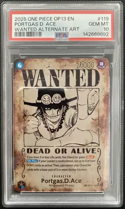 2025 ONE PIECE OP13-CARRYING ON HIS WILL #119 PORTGAS D. ACE PSA 10 - Image 1