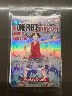 One Piece Monkey D. Luffy US Voyage College Basketball Promo Card Gonzaga SEALED - Image 1
