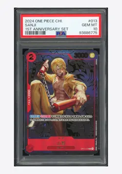 One Piece PSA 10 Sanji R Promo 2024 OP01-013 1ST Anniversary Set Chinese - Image 1