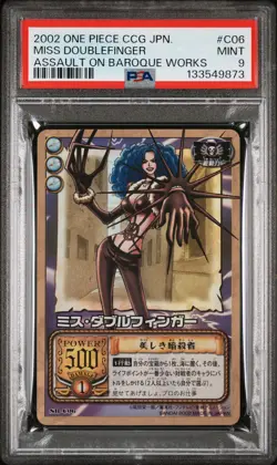 2002 BANDAI ONE PIECE CCG JPN ASSAULT ON BAROQUE WORKS MISS DOUBLEFINGER PSA 9 - Image 1