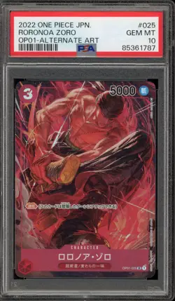 One Piece CCG Roronoa Zoro Japanese Alternate Art OP01-025 PSA 10 Gem Mint - Image 1