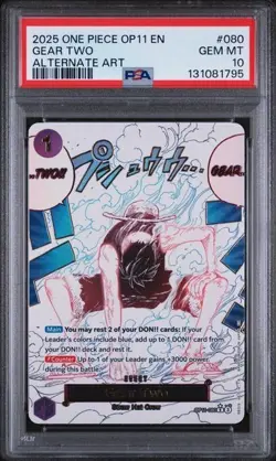 One Piece Gear Two 2025 OP11-A Fist of Divine Speed #080 Alt Art PSA 10 - Image 1