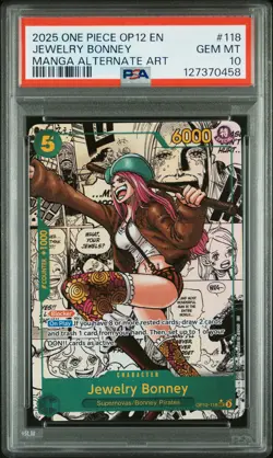 2025 ONE PIECE OP12-118 LEGACY OF THE MASTER MANGA ALT ART JEWELRY BONNEY PSA 10 - Image 1