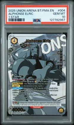 Union Arena TCG Alphonse Elric Alt Art Holo PSA 10 Gem Mint Fullmetal Alchemist - Image 1