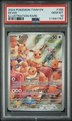 Pokemon Eevee Twilight Masquerade Illustration Rare Card 188/167 PSA 10 Gem MT - Image 1