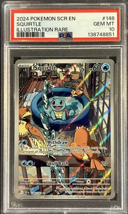 Pokemon Squirtle 148/142 PSA 10 Stellar Crown Illustration Card English - Image 1