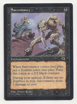 MTG TEMPEST 1x NM Sarcomancy Magic the Gathering Card 2/2 Zombie Token Into Play - Image 1