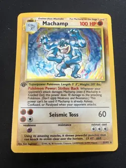 1999 Base Set Vintage Pokemon 2 Card Lot: Holo 1st Edition Machamp & Mewtwo - Image 2