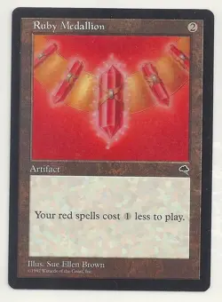 MTG TEMPEST: 1x NM- Ruby Medallion Magic the Gathering Card Red Spells Cost Less - Image 1