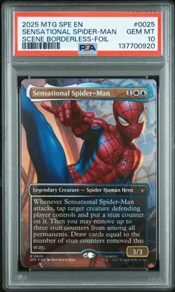 2025 MTG MARVEL'S SPIDER-MAN ETERNAL BORDERLESS SENSATIONAL SPIDER-MAN PSA 10 - Image 1