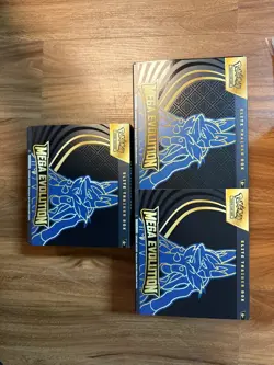 3x **EMPTY** Pokemon TCG Mega Evolution Lucario ETB Elite Trainer Box Lot READ - Image 1
