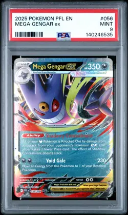 2025 POKEMON PFL EN-PHANTASMAL FLAMES #056 MEGA GENGAR EX PSA 9 - Image 1