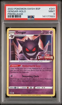 2022 POKEMON SWSH BLACK STAR PROMO PRERELEASE #241 GENGAR-HOLO PSA 9 - Image 1