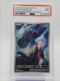 STEVEN'S BELDUM 2025 POKEMON BATTLE DECK BLACK STAR PROMO #207 PSA 9 Q0004 - Image 1