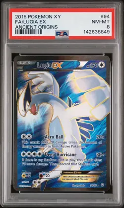 2015 POKEMON XY ANCIENT ORIGINS #94 FULL ART/LUGIA EX PSA 8 - Image 1