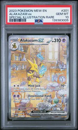 2023 POKEMON MEW EN-151 SPECIAL ILLUSTRATION RARE #201 ALAKAZAM EX PSA 10 - Image 1