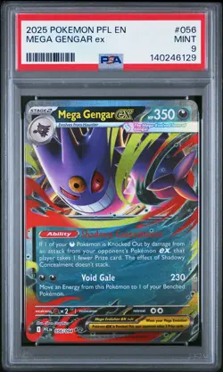 2025 POKEMON PFL EN-PHANTASMAL FLAMES #056 MEGA GENGAR EX PSA 9 - Image 1