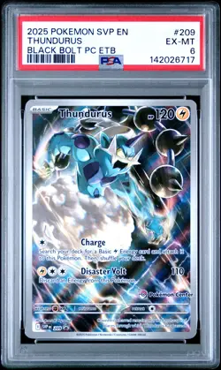 2025 POKEMON SVP BLACK BOLT POKEMON CENTER ETB #209 THUNDURUS PSA 6 - Image 1