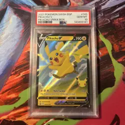 2021 POKEMON SWSH BLACK STAR PROMO PIKACHU VMAX BOX SWSH143 PIKACHU V PSA 10 - Image 1
