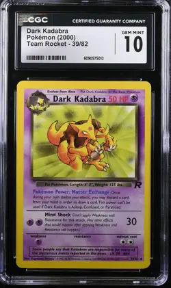Dark Kadabra Team Rocket 39/82 CGC 10 GEM MINT Pokemon 2000 WOTC - Image 1