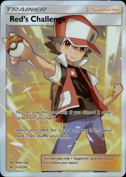 Pokemon SM: Unbroken Bonds Full Art Red's Challenge 213/214 - Light Play (LP) - Image 1