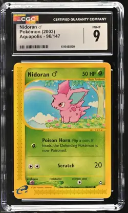 CGC MINT 9 Pokemon Nidoran 96/147 2003 Aquapolis - Image 1