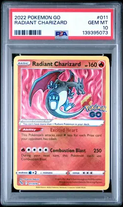 2022 POKEMON GO #011 RADIANT CHARIZARD PSA 10 - Image 1