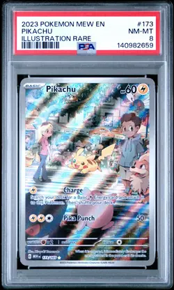 2023 POKEMON MEW EN-151 ILLUSTRATION RARE #173 PIKACHU PSA 8 - Image 1