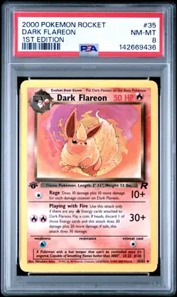 2000 POKEMON ROCKET 1ST EDITION #35 DARK FLAREON PSA 8 - Image 1