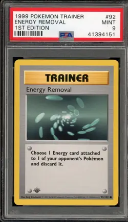 Pokemon Energy Removal Base Set Shadowless 1st Edition #92 PSA 9 Mint - Image 1